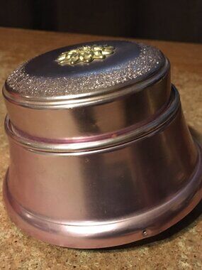 ROUND TRINKET POWDER PUFF MUSIC BOX PLAYS FUR ELISE